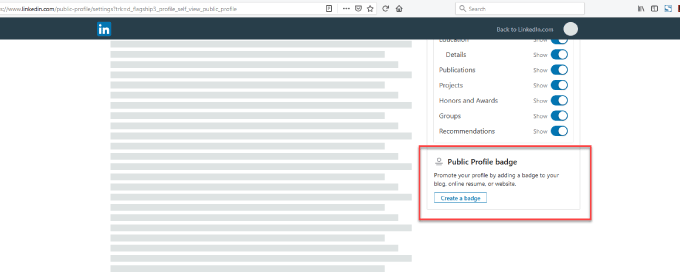 how to create public profile badge linkedin