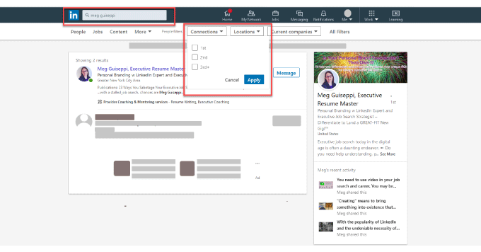 how to search connections