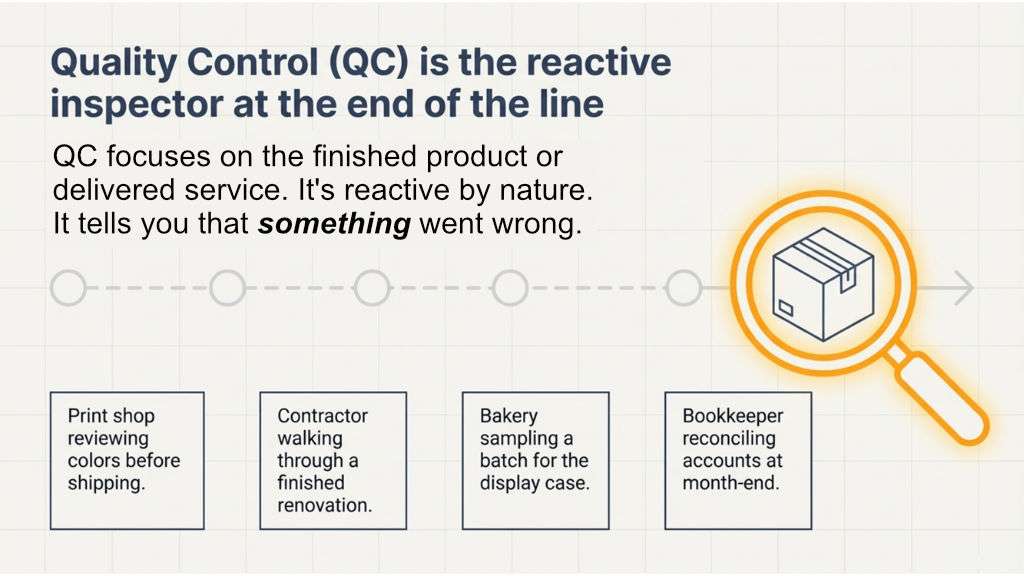 Graphic showing definition of QC and examples