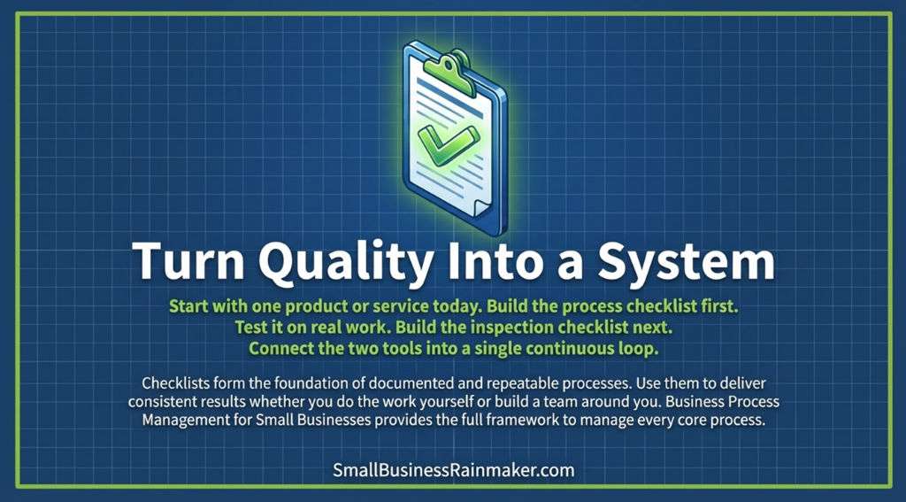 Illustration of how to begin building systems with checklists.